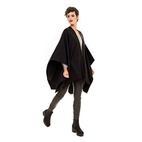 MELIFLUOS DESIGNED IN SPAIN Women's Shawl Wrap Poncho Ruana Cape Cardigan Sweater Open Front for Fall Winter (PC03-11)