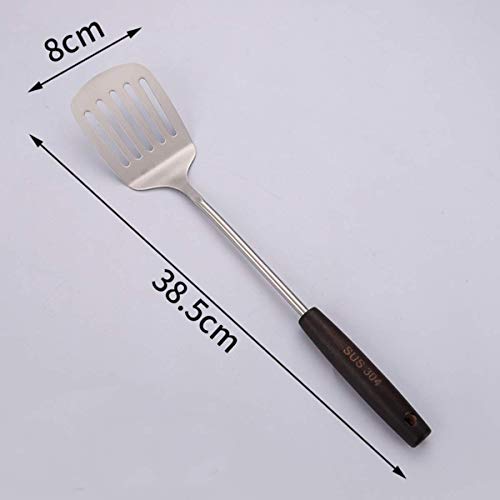 Image of Stainless Steel Slotted Turner Spatula, Professional Food Turner Flipper with Heat Resistant Wooden Handle, Kitchen Utensil Cooking Pancake Turner for Eggs, Omelets, Burgers, 14.1 Inches