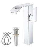 Chrome Bathroom Vessel Faucet Waterfall Spout Single Hole One Handle Deck Mount Bowl Sink Faucets Ma