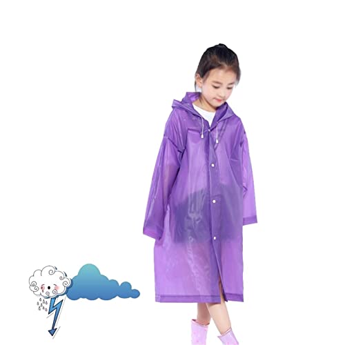 BOPIES Raincoat for Children Portable Lightweight EVA Rain Coats Reusable Boys Girls Rain Poncho with Hood (Color : Purple)