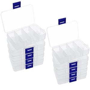 Belle Vous Doorzichtige Plastic Kralen Opbergdoos met Verstelbare Verdelers (10 Stuks) – 10,5 x 6,5 cm – 8…