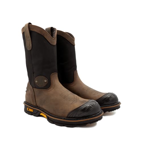 CEBU Men's HL200 Soft Toe Work Boots - heavy duty, comfortable, breathable, leather, oil and acid resistant, for warehouse, utility, manufacturing, drivers and more, 10 inch, pull on boots