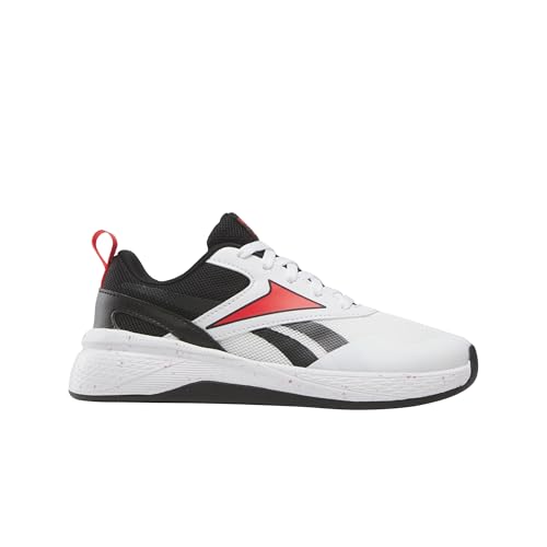 Reebok Kid's Nano Play Sneaker, Footwear White/Black/Energy Red, Big Kid 4.5