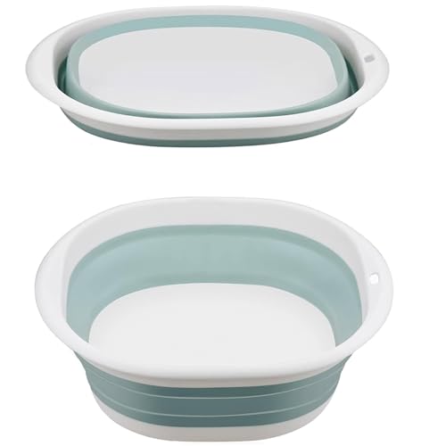 Luxiremi Collapsible Washing Up Bowl,Portable Wash Basin Silicone Plastic Basket,Folding Hand Wash Basin Space Saving Multipurpose Outdoor Travel Basin 3.5L (Blue)