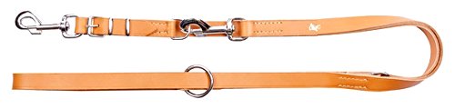 Dingo Genuine Leather Leash with a Swappable Snap-Hook, Classic Sewn Lead for All Breeds Natural Colour 10301