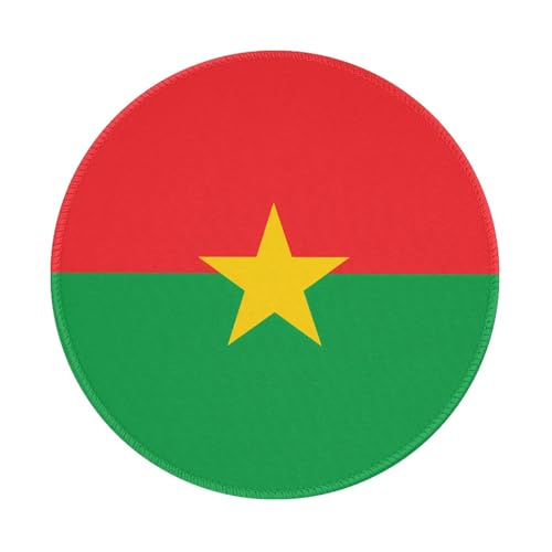 Tapis de souris rond motif drapeau du Burkina Faso 20,3 cm pour le travail et les jeux vidéo - Idéal pour bureau, ordinateur portable, ordinateur personnel et console de jeu