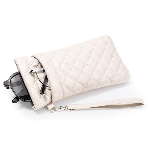 Image of MoKo Squeeze Top Glasses Pouch, Portable Leather Soft Sunglasses Case Anti-Scratch Eyeglasses Bag Goggles Sleeve