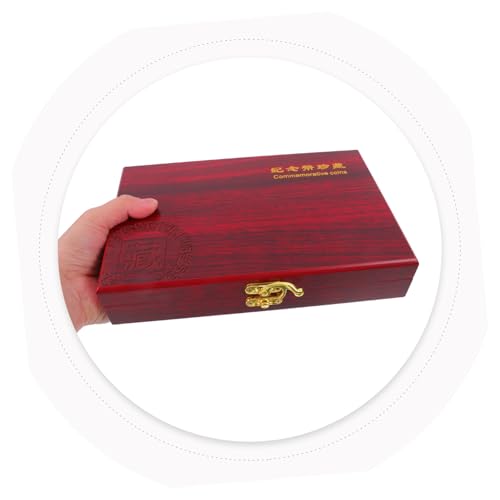 Caja de madera para monedas con tapa y organizador rojo 50 unidades miniatura 4