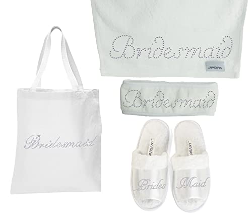 Varsany Luxury Spa Gift Set for Women, Rhinestone Tote Bag, Slippers, Hand Towel, Headband, Honeymoon, Hen Party