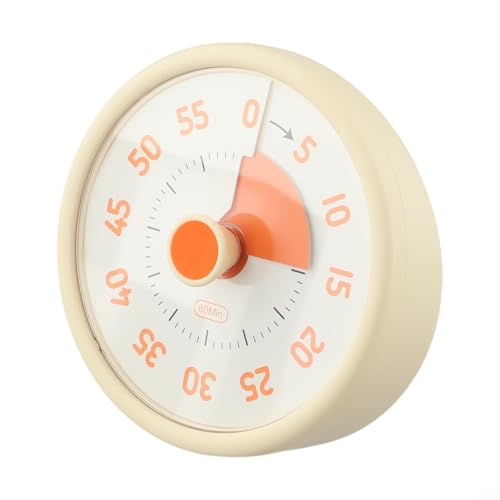 Temporizador mecánico de cocina con soporte plegable y agujero de gancho para estudio, trabajo, cocina, aula, baño, oficina, funcionamiento silencioso, ABS para mate (amarillo)