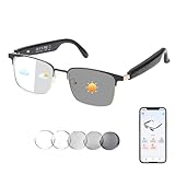 AI Translator Smart Glasses for Men Women, Bluetooth Audio Sunglasses with Photochromic Lenses, Voice Assistant, Open Ear Lighweight Eyeware, Real-Time Translation, Supports 160+ Languages (Gold)