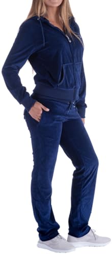 Image of LeeHanTon Womens Jogging Suits Sets Running Velour Outfit Zipper Warm Up 2 Pieces Hoodie and Pant Tracksuit
