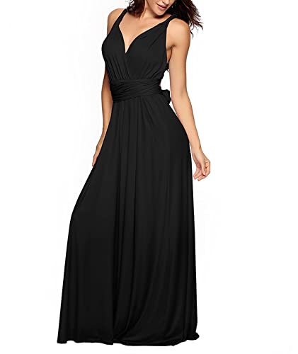 Image of Sexyshine Women's Backless Gown Dress Convertible Multi-Way Wrap Halter Cocktail Dress Bandage Bridesmaid Long Dresses