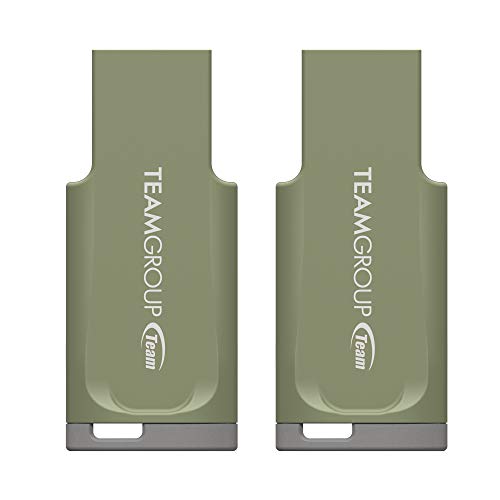 TEAMGROUP C201 64GB 2パック USB 3.2 Gen 1 (3.1/3.0) USBフラッシュサムドライブ 外部データストレージメモリースティック コンピューター/ノートパソコンに対応 最大90MB/s TC201364GG2 (Matcha Green)