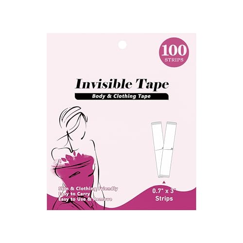 BOOSINI Fashion Double Sided Tape-Strong Body Adhesive for Clothes & Skin Waterproof, No Residue,Hypoallergenic for All Skin Shades(50 Strips)