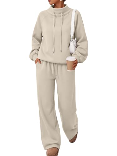 AUTOMET Womens 2 Piece Lounge Sets Matching Sweatsuits CoffeeGrey XL