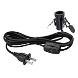 Accessory Cord with Snap-in Pigtail Candelabra-Base Socket,5 Feet Single Light Replacement Clip in Lamp Cord for Christmas Decoration,Salt Lamp,Pumpkin Lights,Small Objects(1Pack,Black)