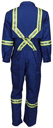 Image of MCR Safety Summit Breeze Flame Resistant FR Long Sleeve Coveralls, 7 oz Cotton, Reflective, Vents, Royal Blue, 52