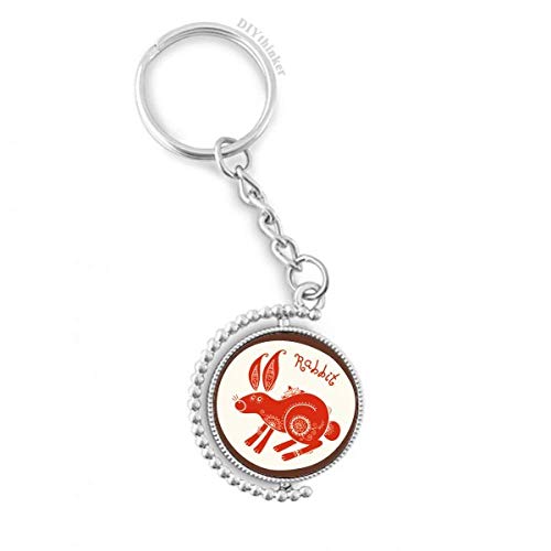 Année de Lapins porte-clé rotatif rouge DIYthinker en métal résistant