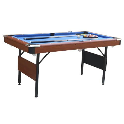 Kissybride Folding Pool Table, Portable Billirad Table, Space-Saving Entertainment Game Table for Family Game Rooms, Gym, Office (Blue)
