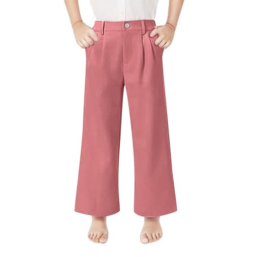 Girls Dress Pants Baggy High Waist Wide Leg Buttons Long Pants Teen Kids Formal Straight Summer Trousers with Pockets2