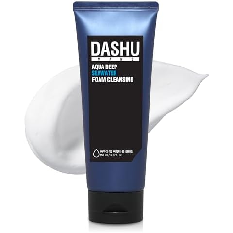 DASHU Mens Aqua Deep Seawater Foam Cleansing 5.07fl oz – Deep cleansing, facial cleansing foam, Daily face wash, For all skin types, Make-up remover Cover