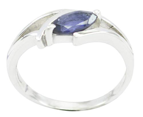 Bague bleue argent sterling 925 fait main RIYO cadeau anniversaire idéal