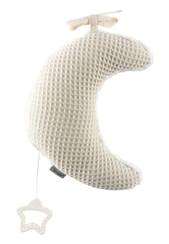 Spieluhr mittel Mond Luna ecru zum Anbinden, Baby Einschlafhilfe mit...