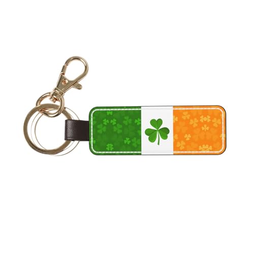 Porte-clés en cuir avec drapeau irlandais - Cadeau personnalisé - Convient comme cadeau d'anniversaire, Drapeau irlandais., taille unique
