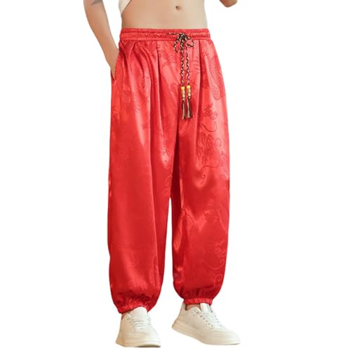 Pantalon ample homme léger et respirant motif dragon style chinois