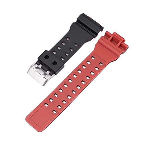 DSGVFNE Correa de resina GA-00/110/120/150/300/400/700 GD-100/110/120 G-8900 GLS-100 Accesorios banda reloj silicona 16 mm Fit for Casio for G-Shock(Black Red)
