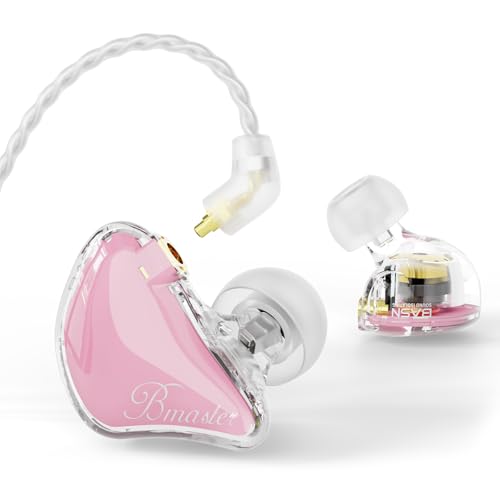 BASN Bmaster IEM ���j�^�[�C���z�� �g���v���h���C�o�[ �C���C���[���j�^�[ 2�{�̒��E�\MMCX�P�[�u���t�� ���y��/�h���}�[���� �J�i���^�L���C���z�� (Pink)