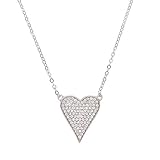 Collar de corazón Micro pavé de plata de ley 100% 925, Zirconia brillante para amantes, joyería romántica elegante
