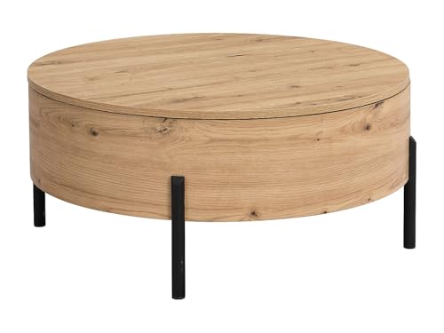 Vente-unique - Table Basse avec Plateau pivotant et Coffre de Rangement en MDF - Naturel - YEMELIA