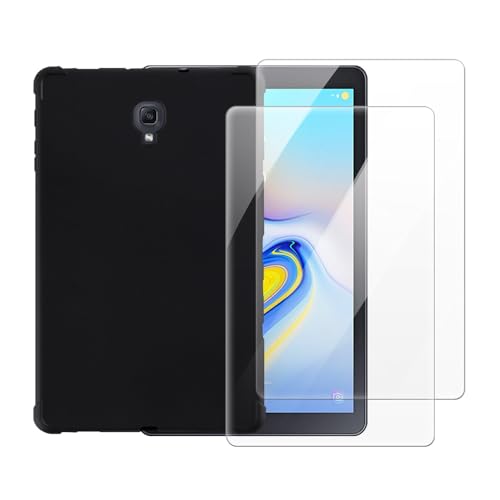 Coque Samsung Tab A 10.5 2018 housse protectrice noire avec verre trempé 2en1
