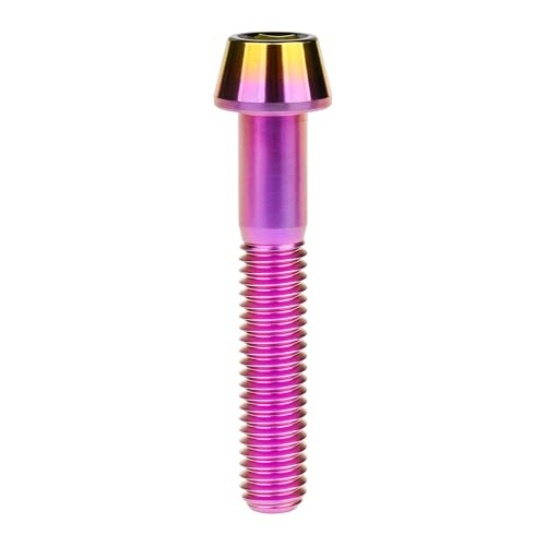 Image of Titanium Ti Bolt M5x9 16 18 20 25 30 35 40 45 50 55 60mm Tapered Head Screws Pack of 4 (M5x35mm, Purple Gold)