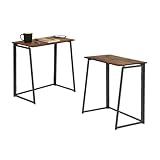  GZTGZMWG Set di 2 Tavolo Pieghevole Salvaspazio In Legno Marrone Vintage, Tavolino Pieghevole Scrivania a Scomparsa Piccolo per Ufficio/Studio/Camera da Letto/Soggiorno/80x40x74CM(LxPxA)