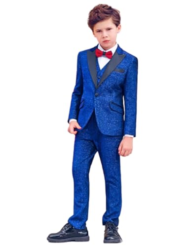Costume à paillettes garçon avec veste pantalon et gilet pour mariage