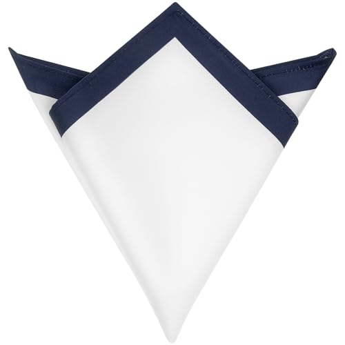 Elerevyo Mens Contrast Color Lightweight White Pocket Squares for Formal Wedding One Size Navy Blue