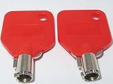 2 - FEO-K1 Elevator Key Fire Service Keys with Large Red Caps for Easy ID & Handling 2 Red Keys...