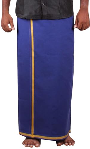 Image of PRAKASAM COTTON Mens Pure Cotton Fine Quality Stitched Pocket welcro attachment dhoti for mens