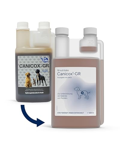 NutriLabs Canicox®-GR Nahrungsergänzung für Senioren-Hunde 500 ml - Nahrungsergänzung für Senioren-Hunde mit MSM, Chondroitin, Glucosamin, Ginseng u.v.m. - Gesundheitsprodukte für Hunde