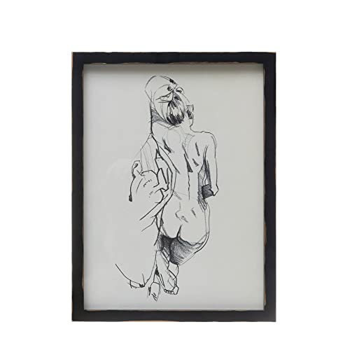 Creative Co-Op Nude Sketch With Wood Frame And Glass Cover, Black And White Wall Art, 16" L X 1" W X 12" H, Black & White #TOP10