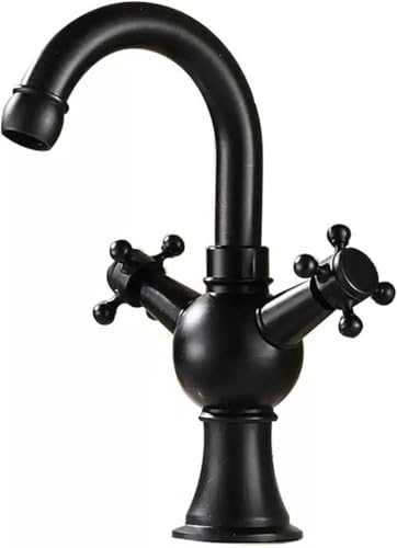 Mitigeur pivotant à 360 pour lavabo avec double poignée en croix