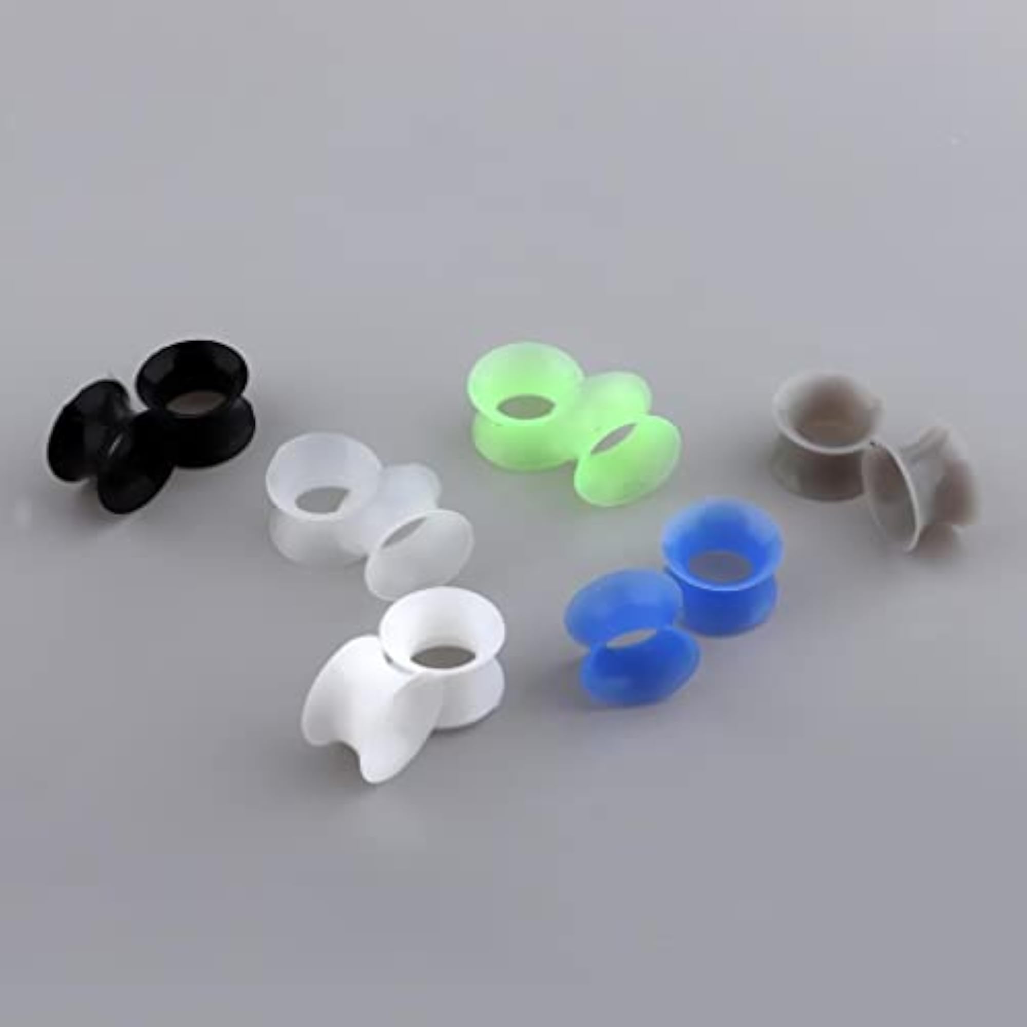 12Pcs Solid Silicone Double Flared Plug Ear Gauge Stretching Expander