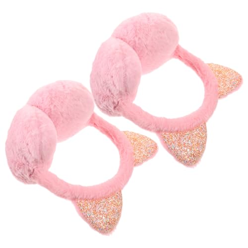 Didiseaon 2Pcs Cat Ear Plush Ear Warmers Soft Breathable Thermal Earmuffs for Outdoor Winter Sports Skiing Hiking Cold Weather Protection