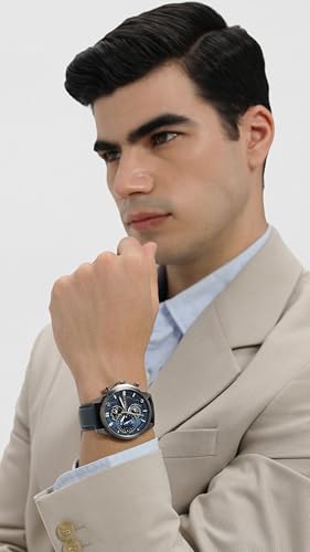 Image of Police Quartz Multifunction Blue Dial Blue Leather Strap Watch for Men - PLPEWGF0039202