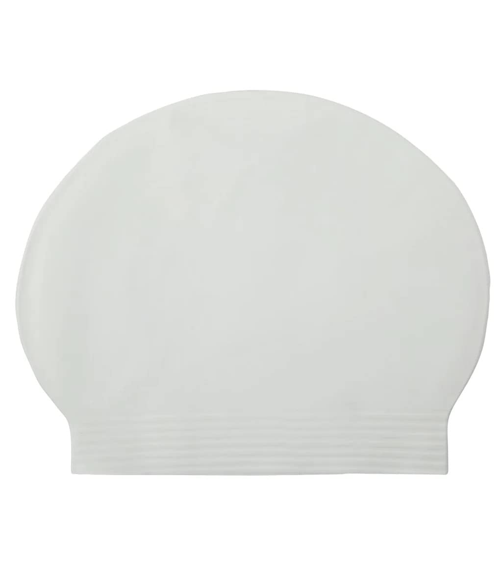 Hand E Silicone Long Hair Swim Caps - Durable Silicone Swimming Caps (White) (B0B2X41WL8) Amazon Price History, Amazon Price Tracker