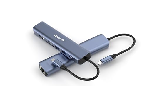 Image of Black-R Amazon Multiport 7-in-1 USB C Hub with 4K HDMI Compatible for USB C Laptops and Other Type C Devices MacBook Pro M1 M2 M3 M4 (rj45 1Gbps, 100W PD Data, 2 USB A 5Gbps, TF /SD Card Reader