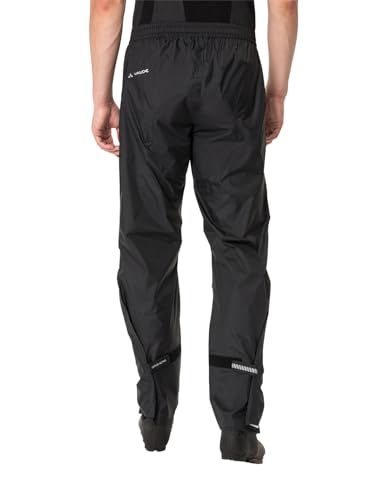 VAUDE Regenhose Herren Drop Pants lI, wasserdichte Outdoorhose für Fahrrad, leichte Überhose, atmungsaktive Fahrradhose, schnell überziehbar - Black/Black, XL-Long